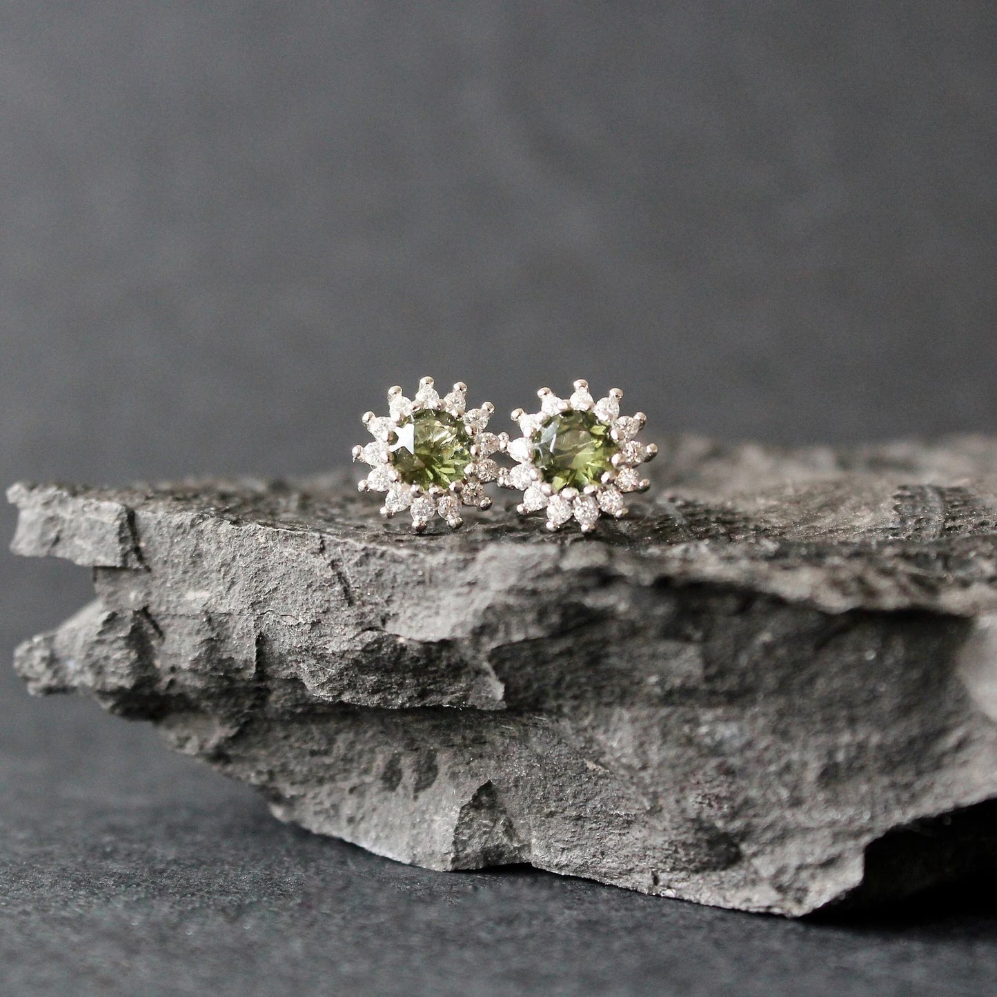 5 mm CZECH MOLDAVITE Earrings Silver jewelry real Moldavite Stud Earrings, genuine moldavite earrings Moldavite jewelry celestial earrings