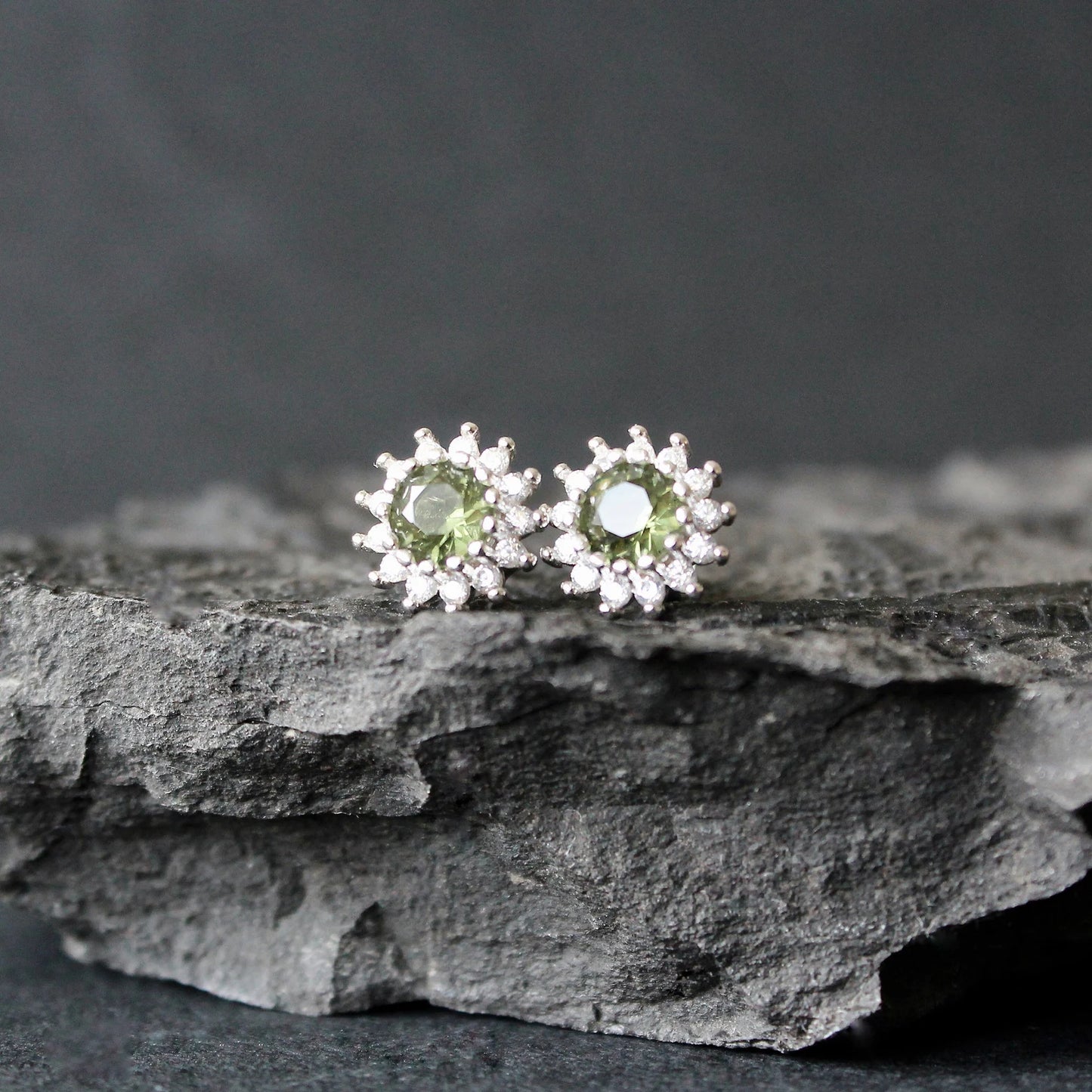 5 mm CZECH MOLDAVITE Earrings Silver jewelry real Moldavite Stud Earrings, genuine moldavite earrings Moldavite jewelry celestial earrings