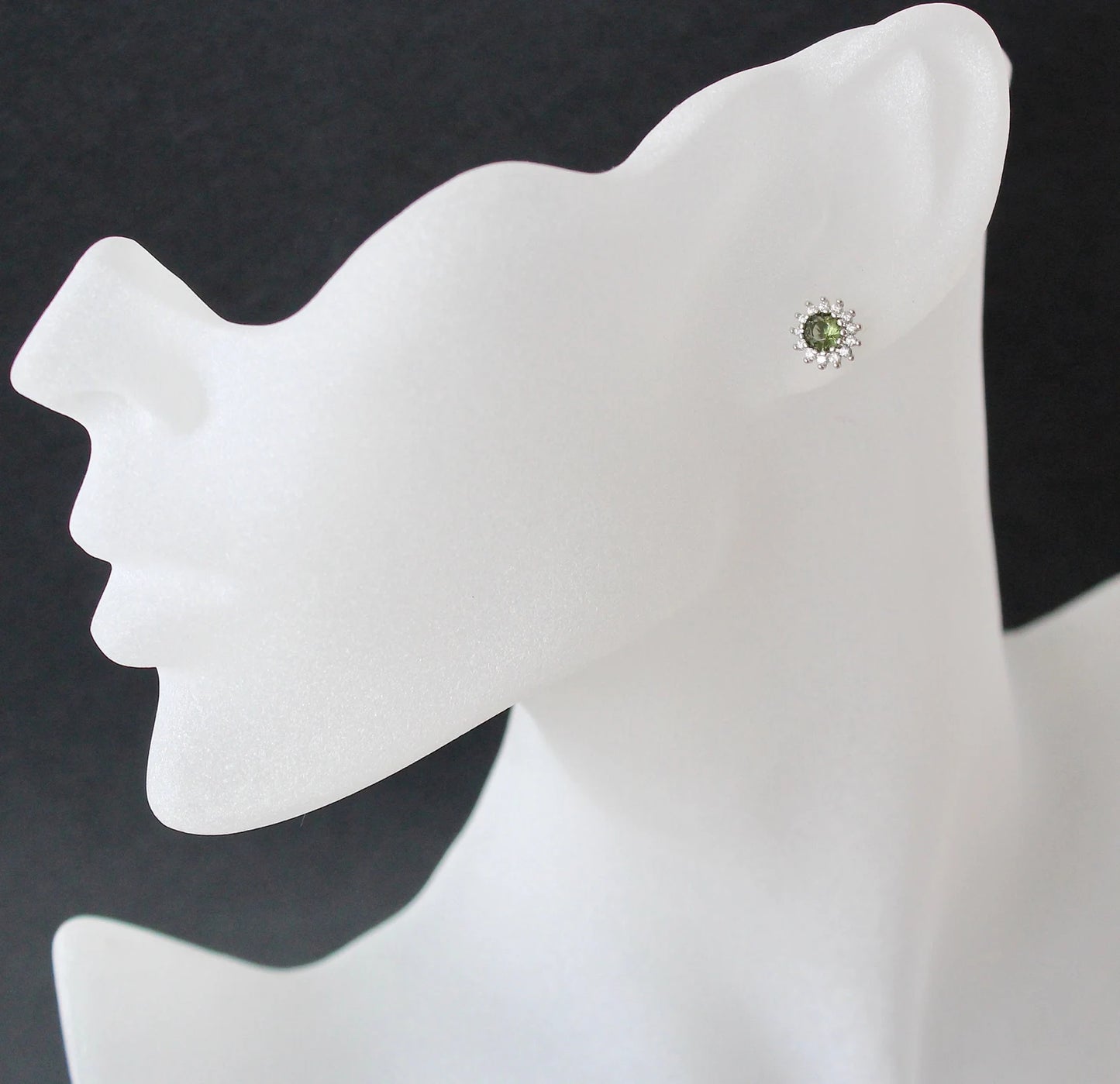 5 mm CZECH MOLDAVITE Earrings Silver jewelry real Moldavite Stud Earrings, genuine moldavite earrings Moldavite jewelry celestial earrings