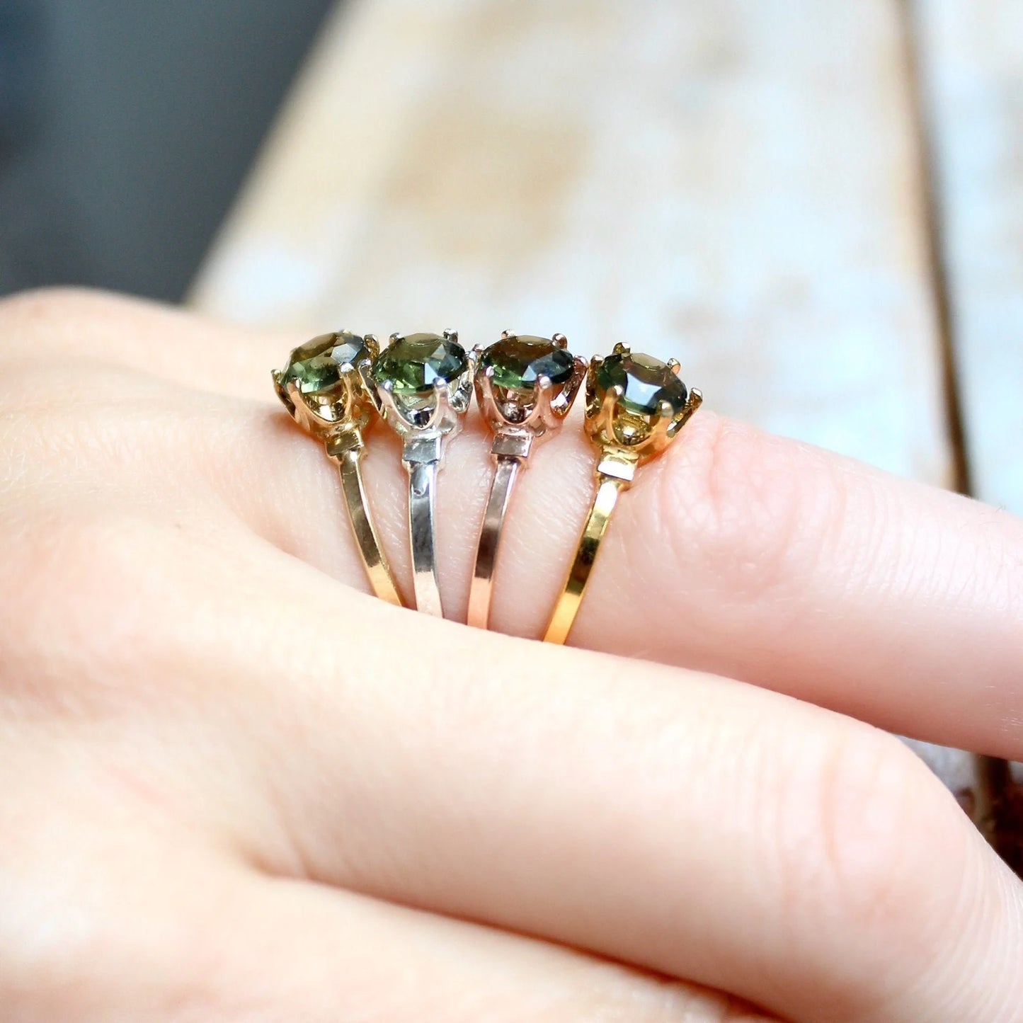 Sterling Silver Moldavite Ring 6mm stone, Authentic Moldavite jewelry- Czech Genuine Moldavite gemstone ring, Natural moldavite ring silver