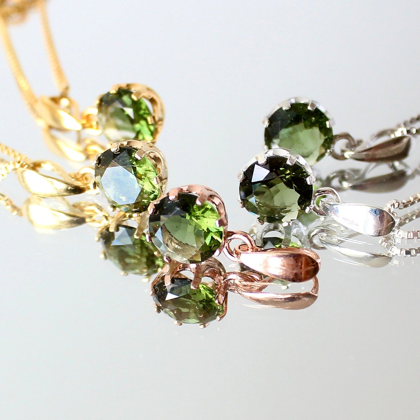 9mm stone CZECH MOLDAVITE Pendant Sterling Silver Moldavite jewelry- real moldavite necklace Genuine moldavite necklaces Authentic moldavite