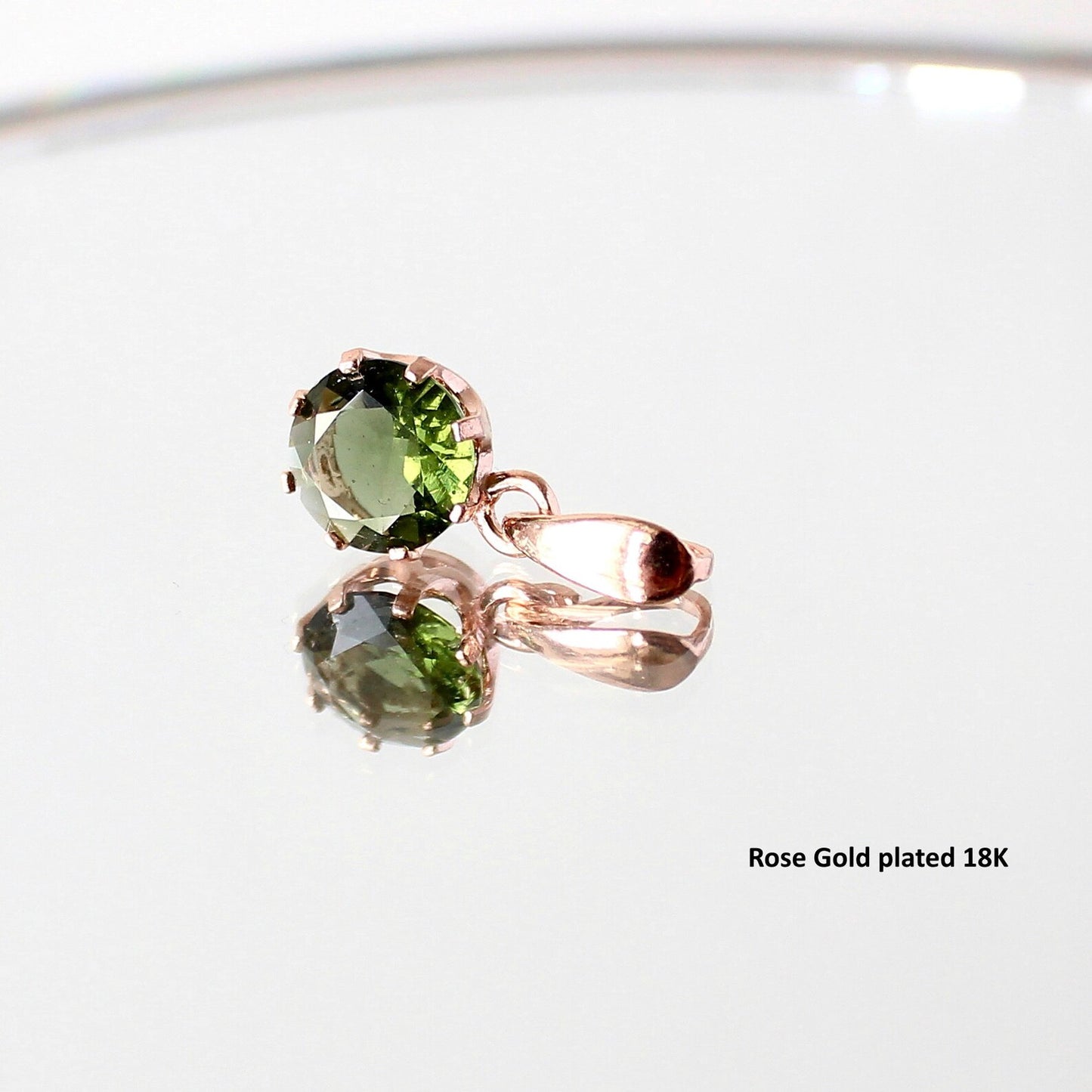 9mm stone CZECH MOLDAVITE Pendant Sterling Silver Moldavite jewelry- real moldavite necklace Genuine moldavite necklaces Authentic moldavite