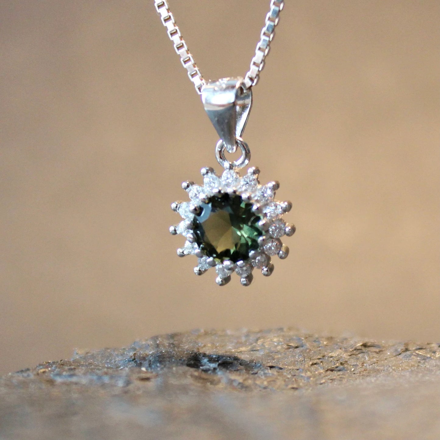 6mm stone real MOLDAVITE Pendant Sterling Silver Moldavite jewelry from Czech Republic genuine moldavite pendant necklace with certificate