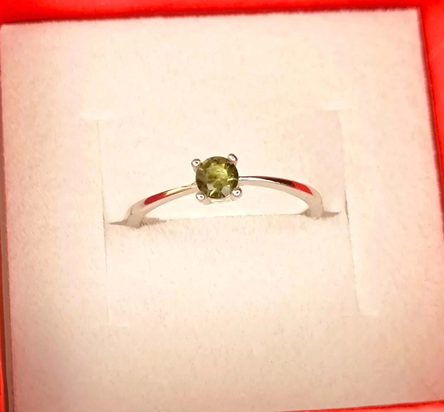 Genuine moldavite ring 4mm stone, real Moldavite ring Silver, Czech moldavite ring with certificate Moldavite jewelry Moldavite wedding ring