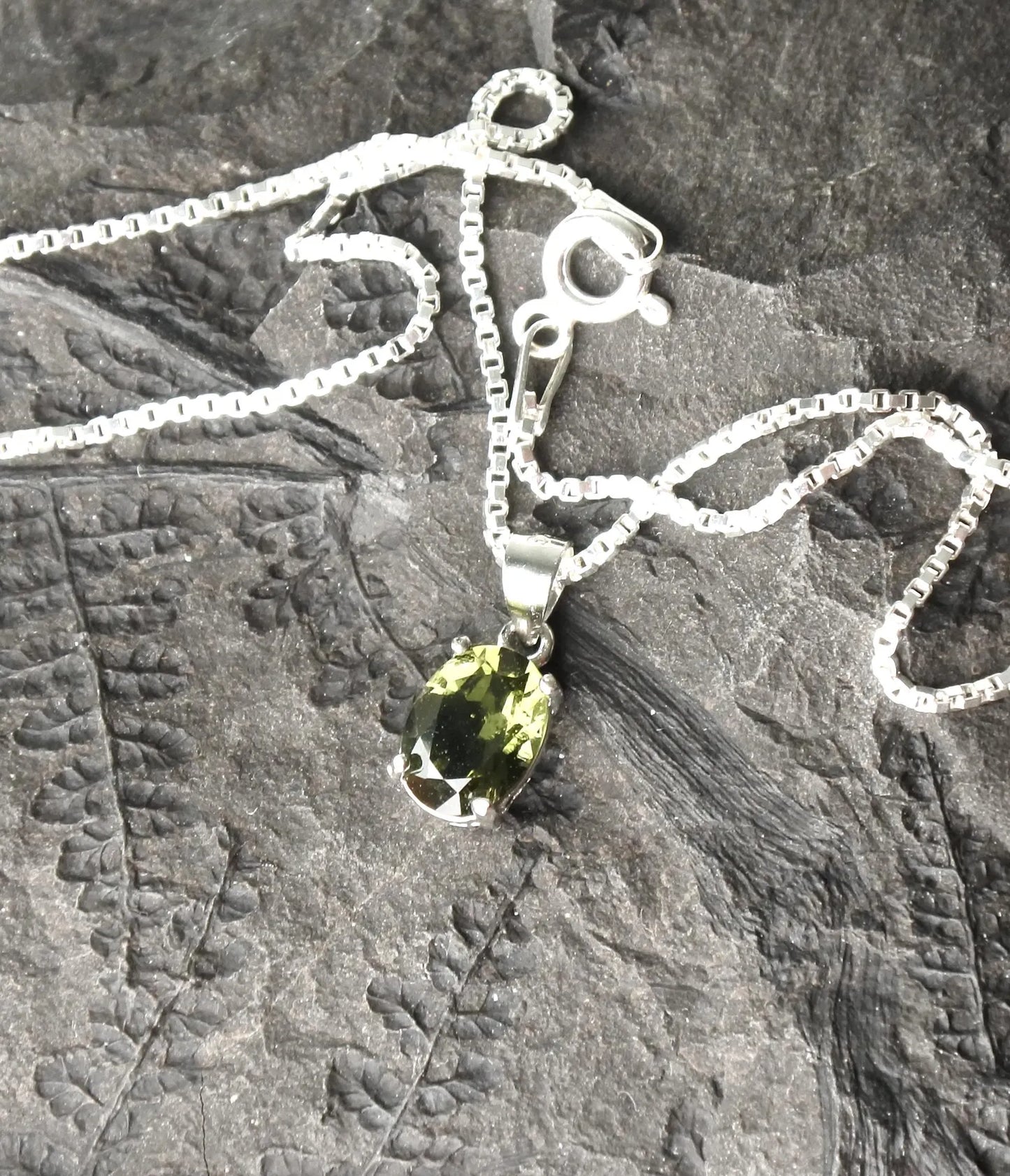 6х8 mm stone CZECH MOLDAVITE Pendant Silver Moldavite jewelry- Authentic moldavite necklace real moldavite crystal necklace gift