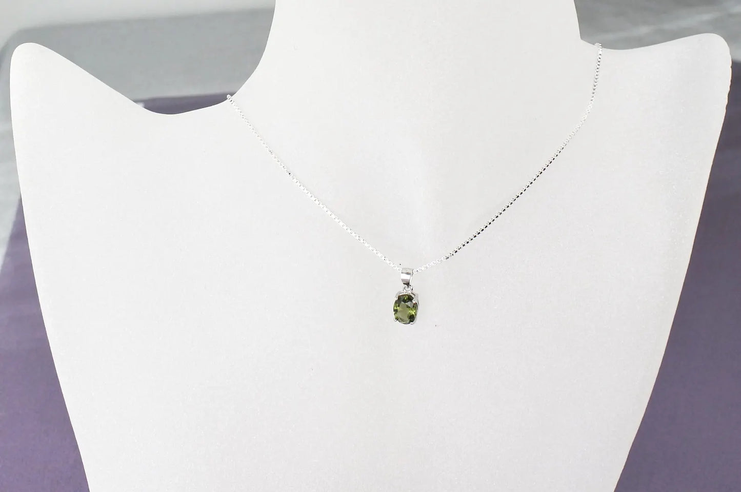 6х8 mm stone CZECH MOLDAVITE Pendant Silver Moldavite jewelry- Authentic moldavite necklace real moldavite crystal necklace gift