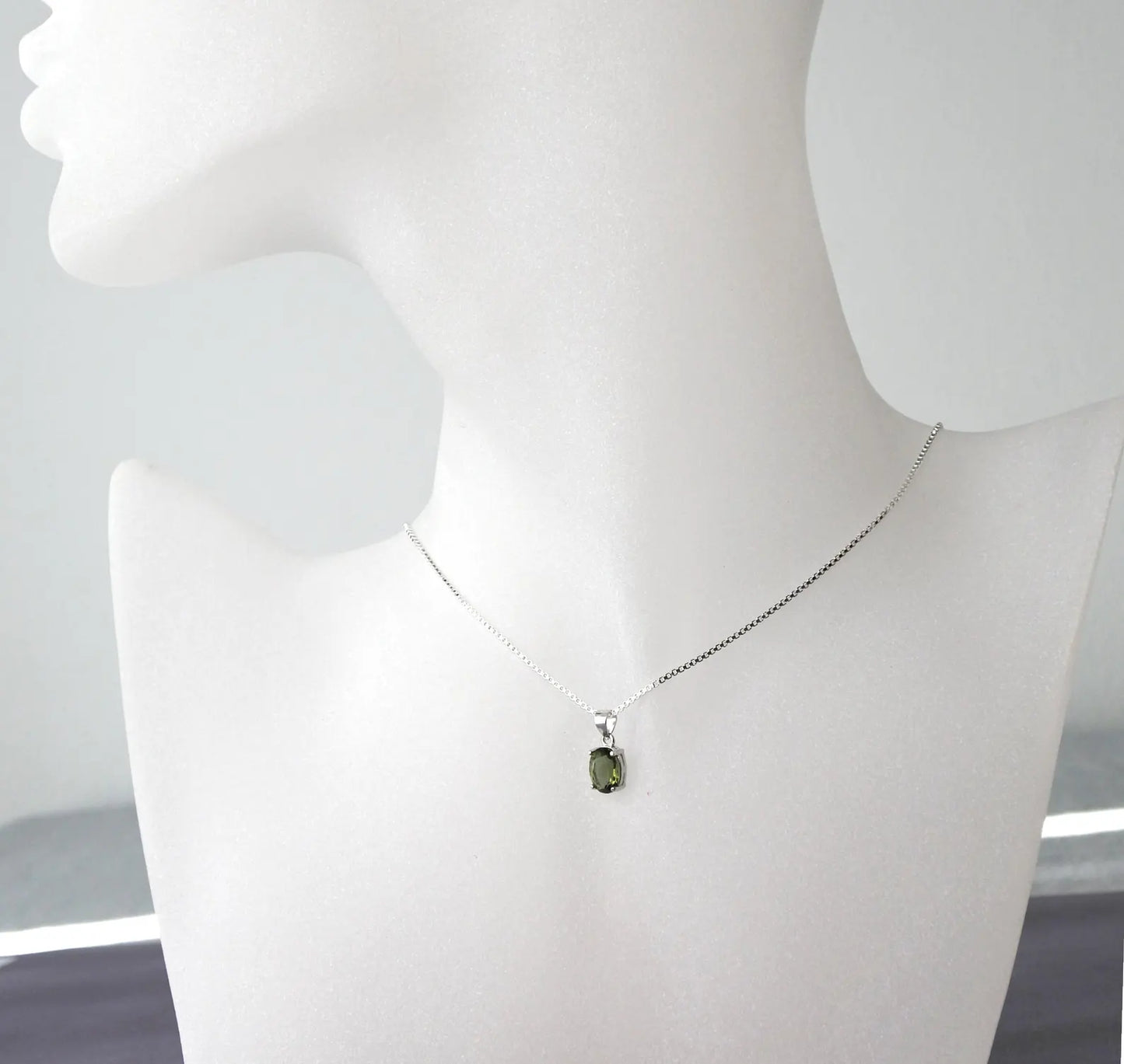 6х8 mm stone CZECH MOLDAVITE Pendant Silver Moldavite jewelry- Authentic moldavite necklace real moldavite crystal necklace gift