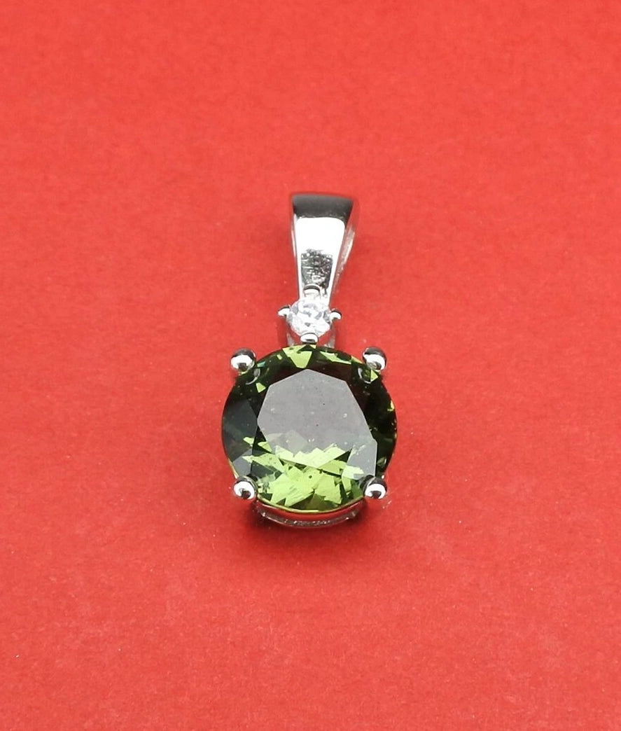 7 mm stone real MOLDAVITE Pendant Sterling Silver Moldavite jewelry from Czech Republic genuine moldavite pendant necklace with certificate