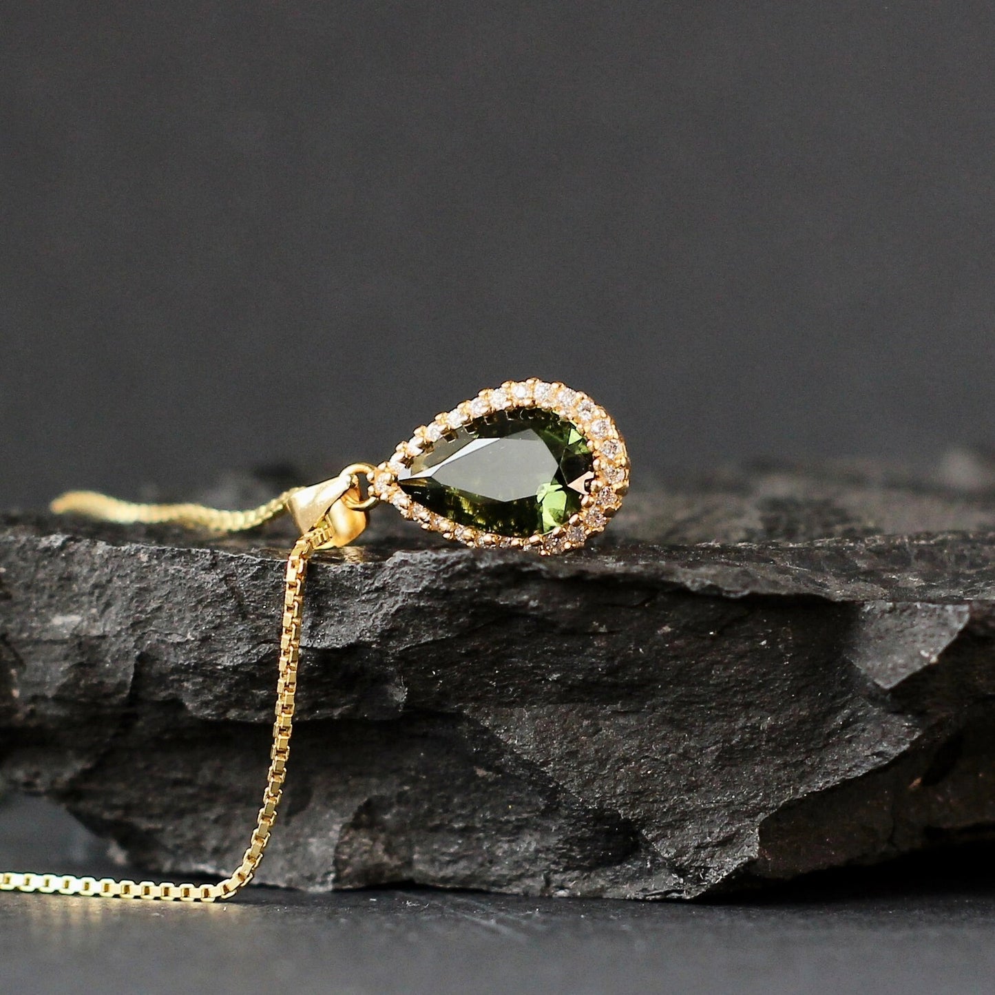 8х12 mm stone CZECH MOLDAVITE Pendant Silver Genuine Moldavite jewelry- Authentic moldavite necklace real moldavite crystal necklace gift