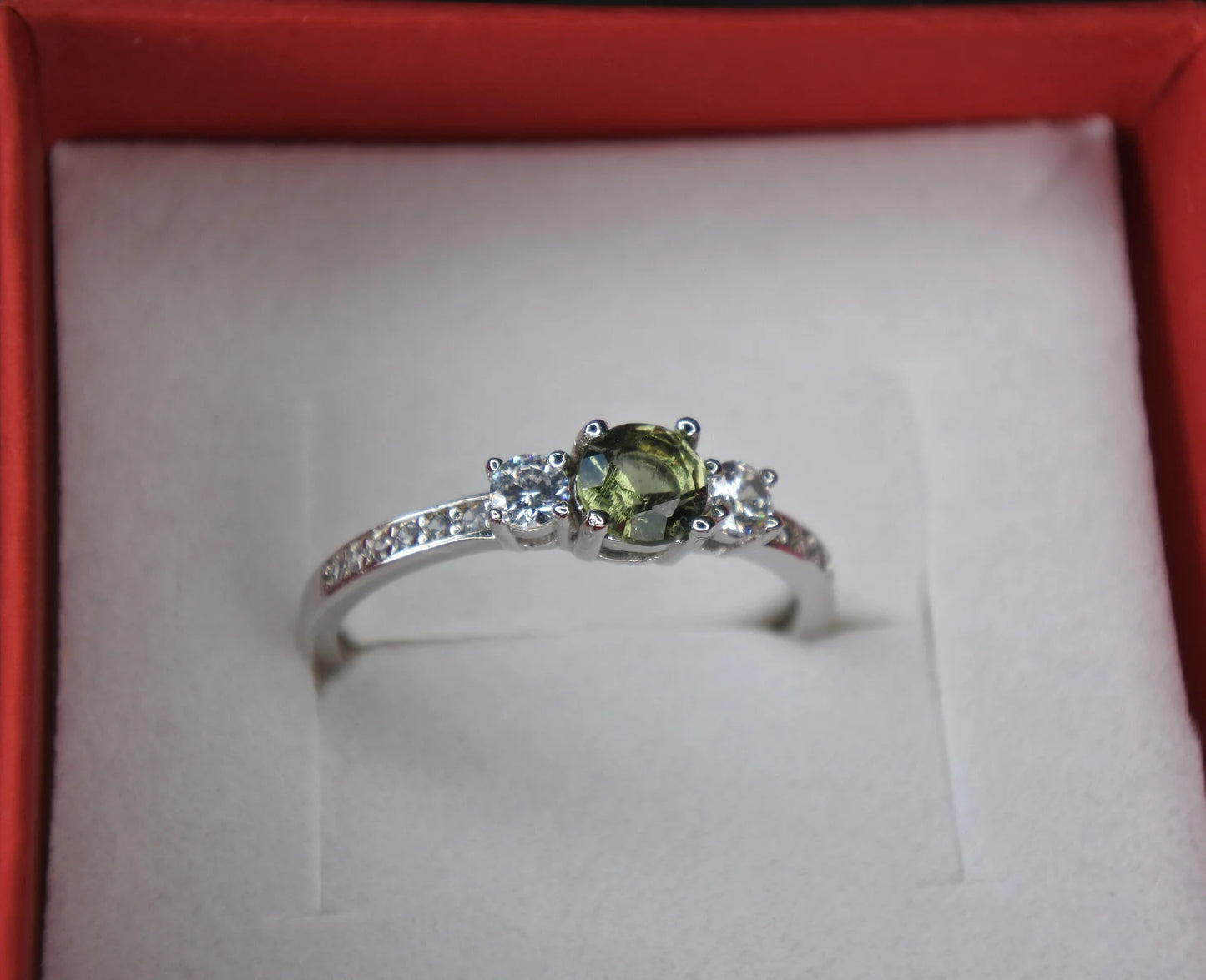 Genuine MOLDAVITE ring 5mm stone