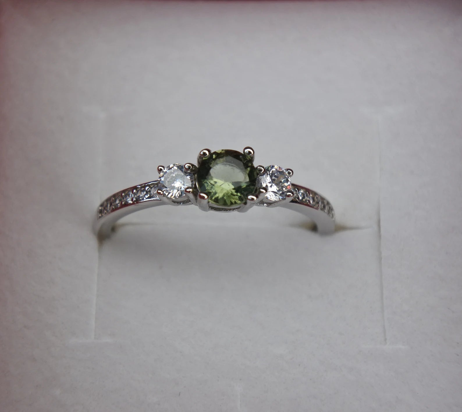 Genuine MOLDAVITE ring 5mm stone