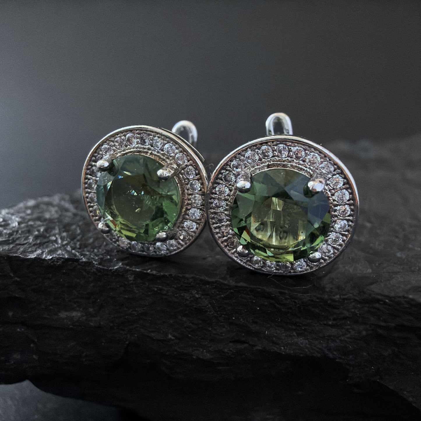 CZECH MOLDAVITE Earrings 7 mm Silver jewelry real Moldavite Stud Earrings, genuine moldavite earrings Moldavite jewelry celestial earrings