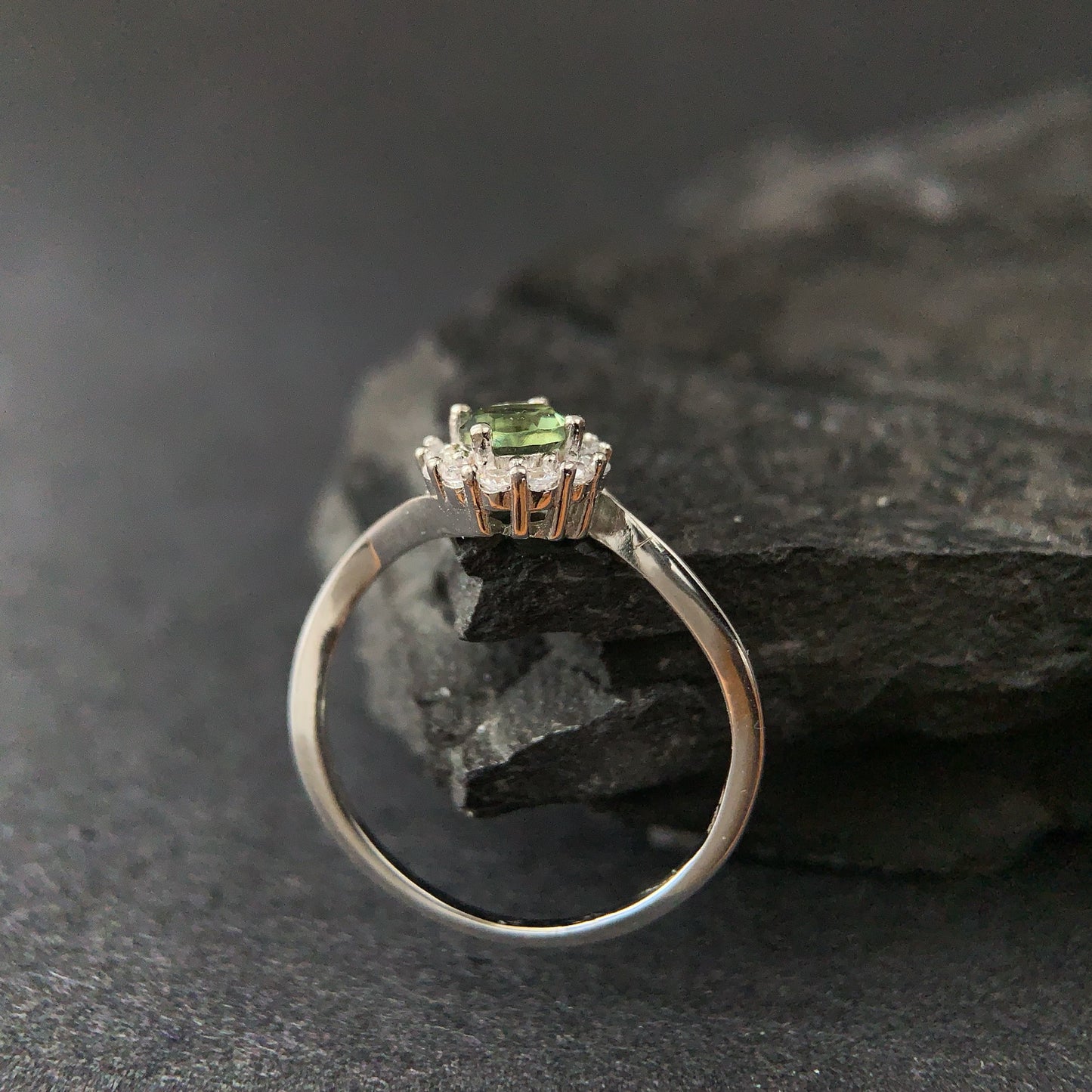 Genuine MOLDAVITE ring 5mm stone, Sterling Silver Moldavite jewelry with certification, real moldavite ring authentic moldavite jewellery