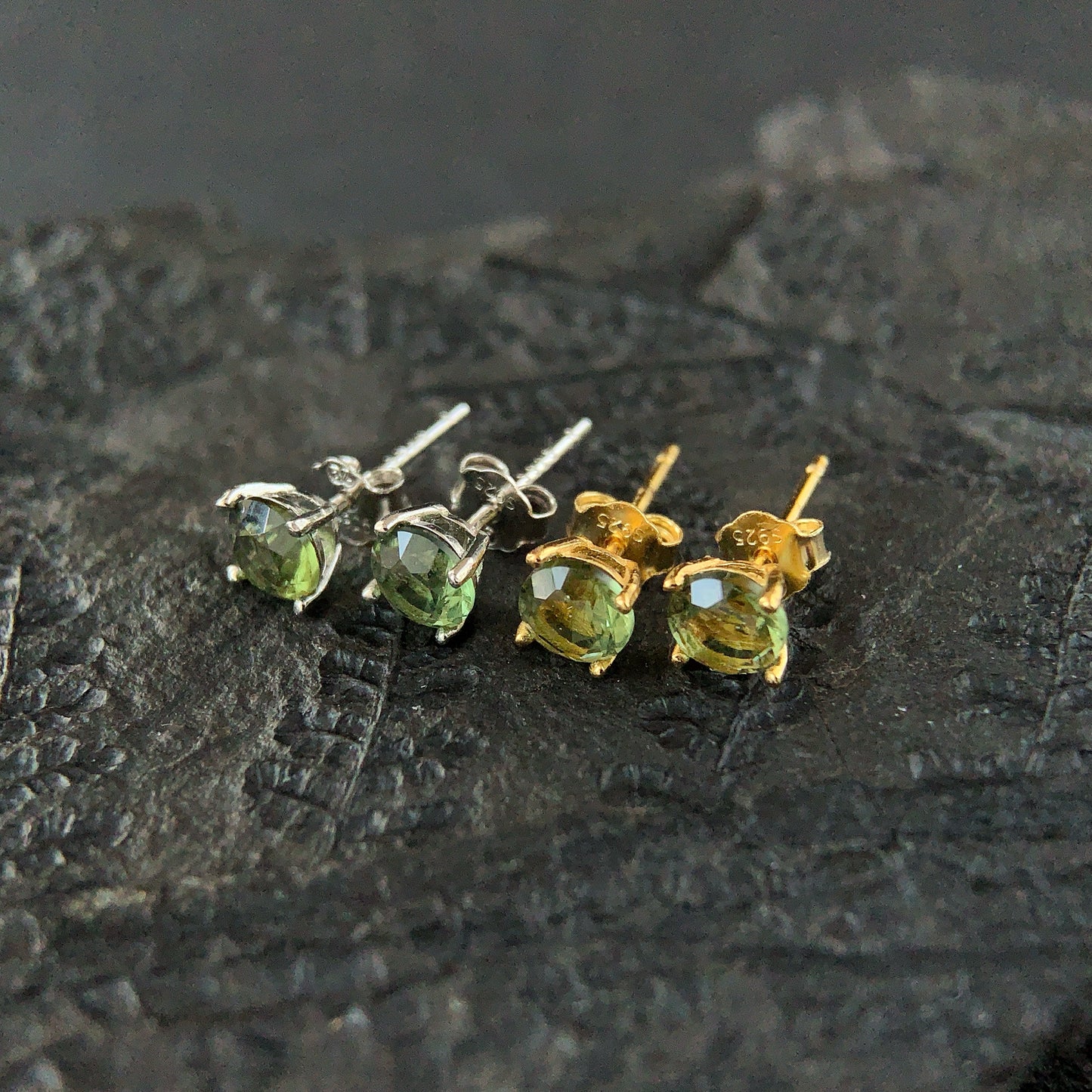 Limited edition CZECH MOLDAVITE Stud Earrings 5 mm Sterling Silver Moldavite jewelry, Certified moldavite earrings, genuine moldavite gemstone earrings