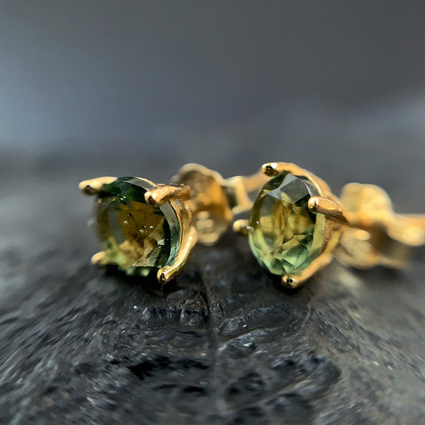 Limited edition CZECH MOLDAVITE Stud Earrings 5 mm Sterling Silver Moldavite jewelry, Certified moldavite earrings, genuine moldavite gemstone earrings