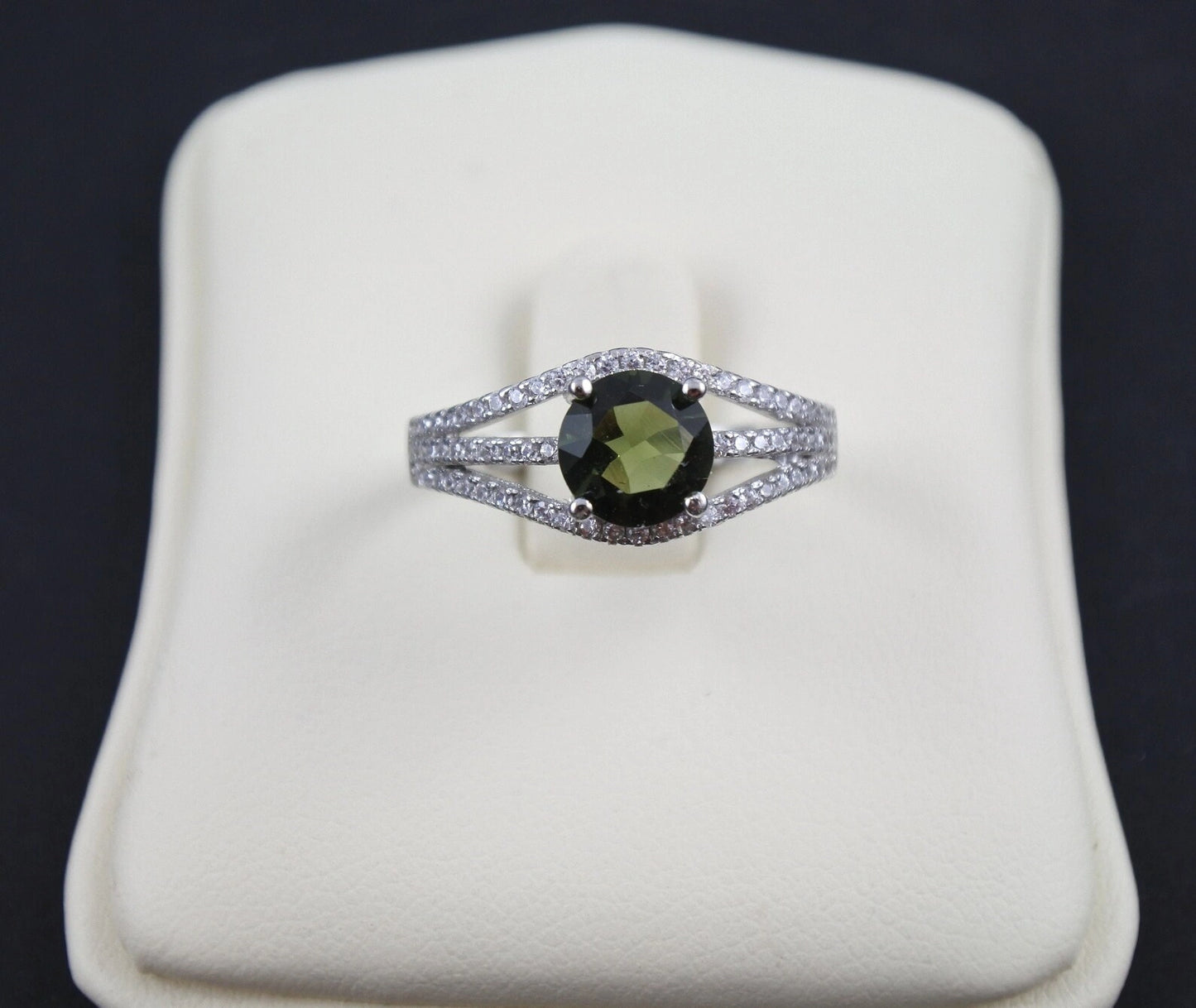 Genuine moldavite ring 7 mm stone, real Moldavite ring Silver, Czech moldavite ring with certificate Moldavite jewelry Moldavite wedding ring