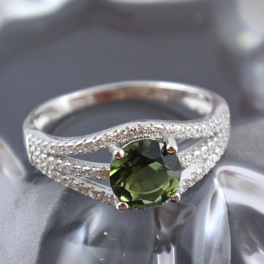 7 mm Moldavite wedding ring