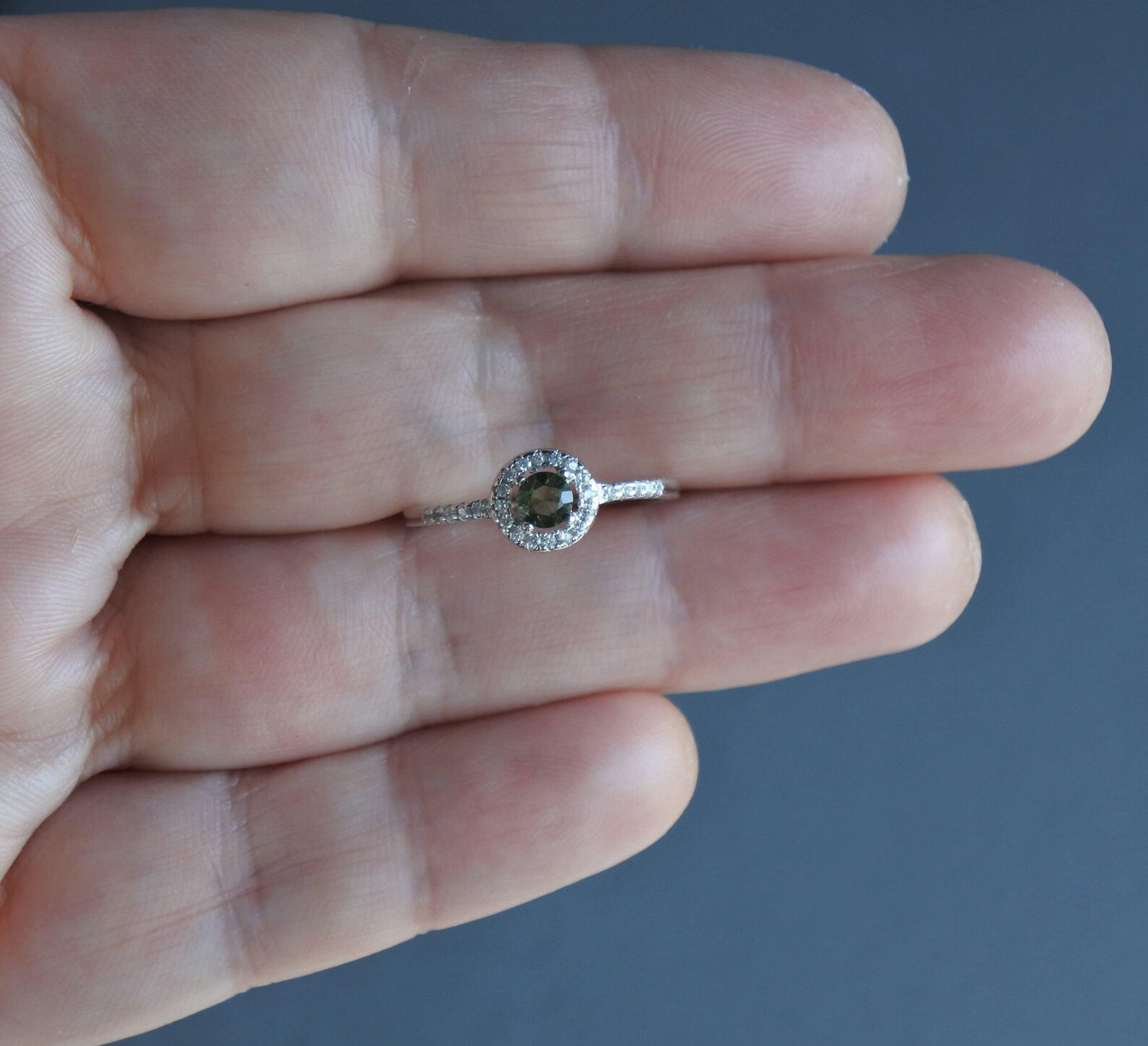 CZECH MOLDAVITE ring 4mm stone, Sterling Silver Moldavite Jewelry with Certification, Real Moldavite Ring Authentic Moldavite Jewellery gift