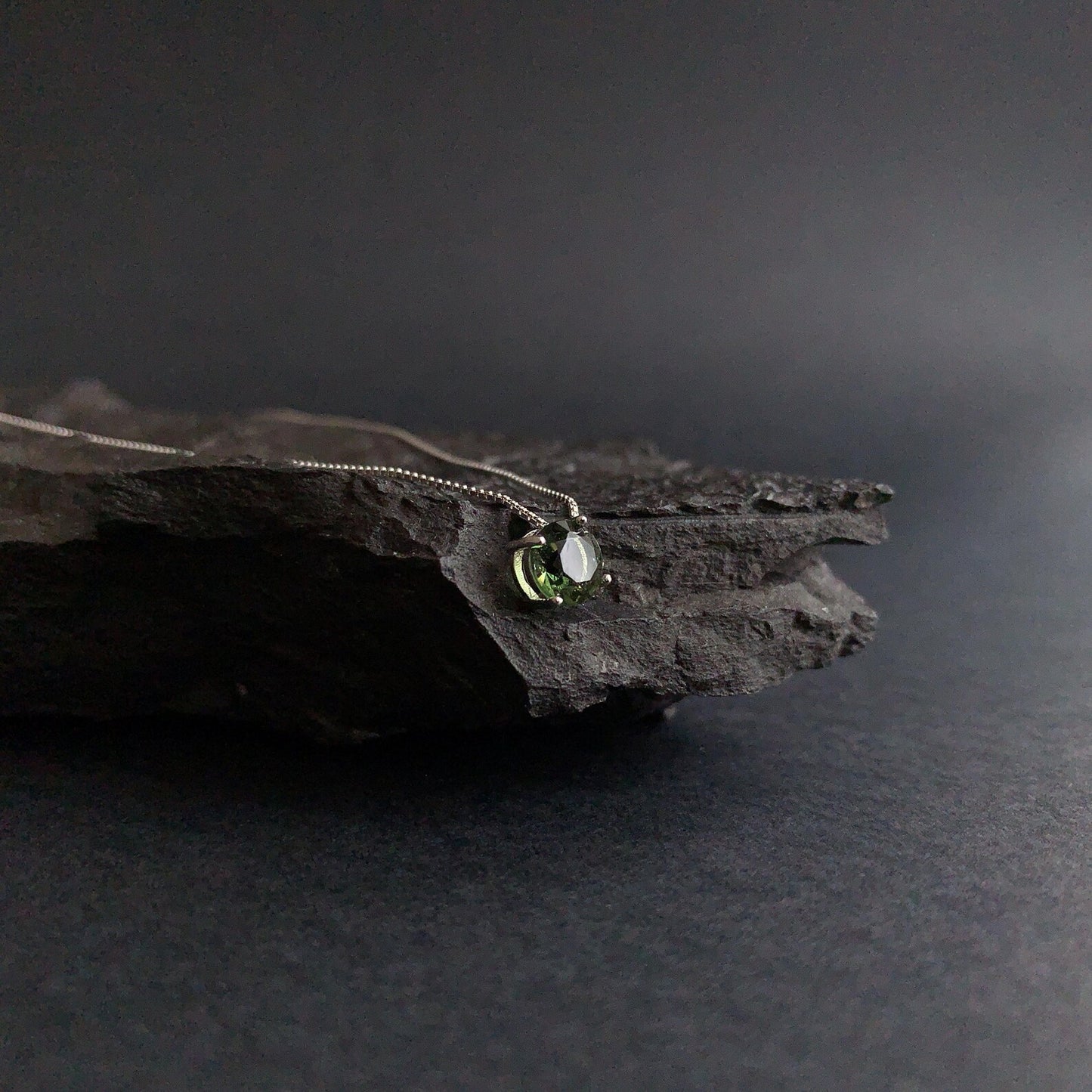 6mm stone MOLDAVITE Pendant Sterling Silver real Moldavite jewelry- CZECH moldavite necklace Genuine moldavite necklaces Authentic moldavite