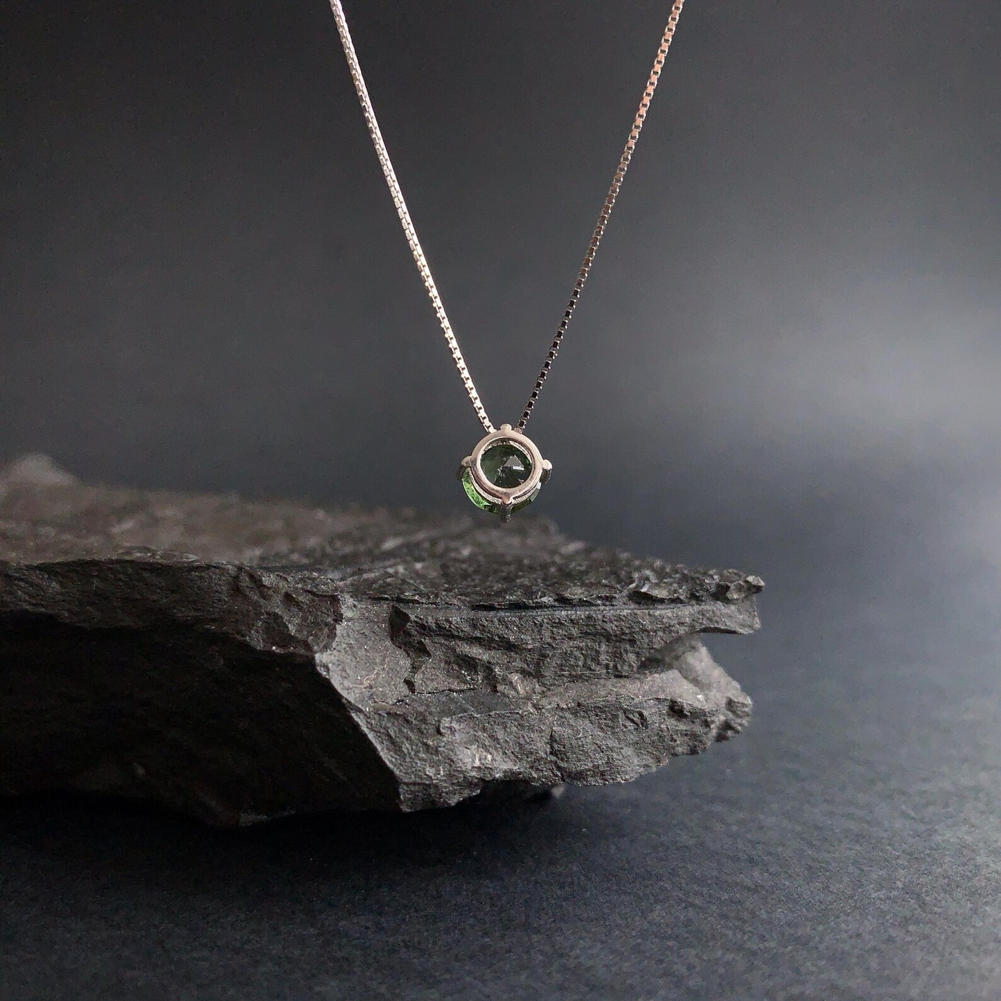 6mm stone MOLDAVITE Pendant Sterling Silver real Moldavite jewelry- CZECH moldavite necklace Genuine moldavite necklaces Authentic moldavite