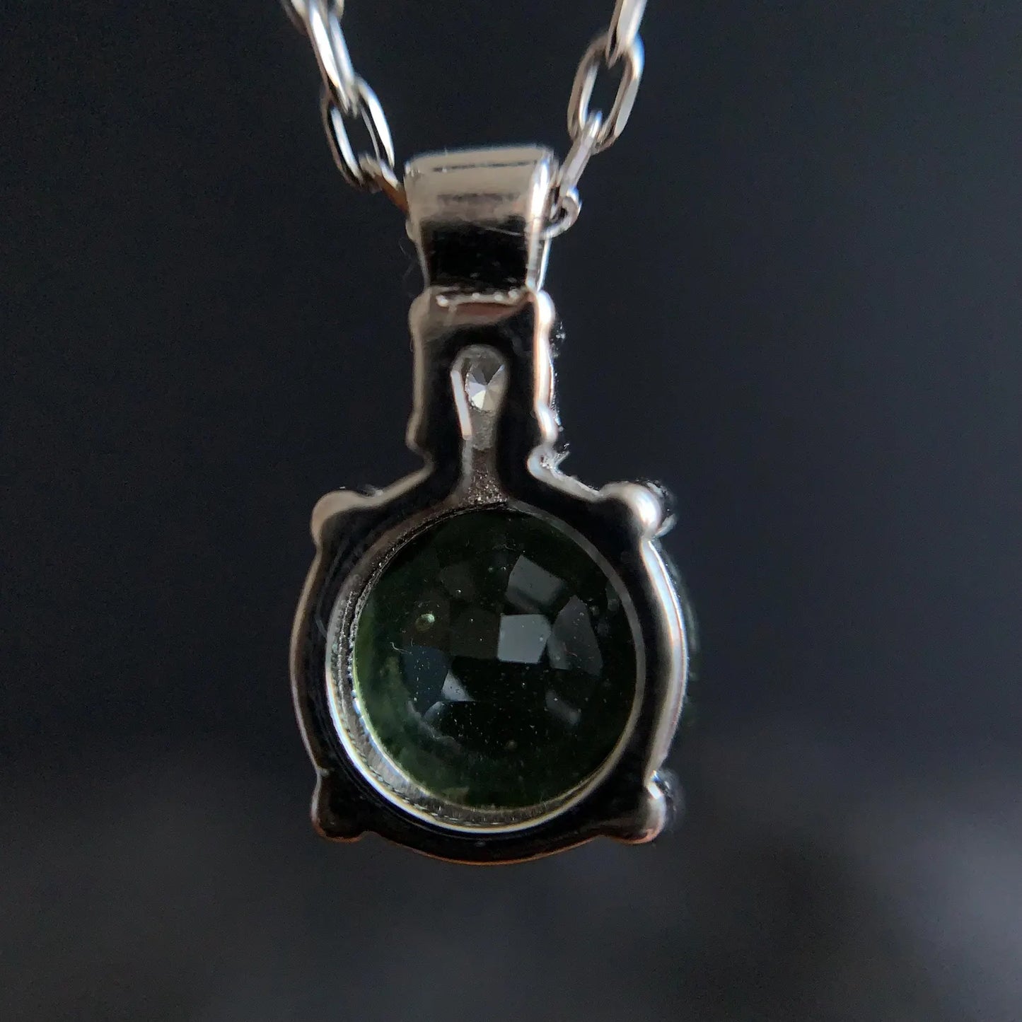 8 mm stone real MOLDAVITE Pendant Sterling Silver Moldavite jewelry from Czech Republic genuine moldavite pendant necklace with certificate