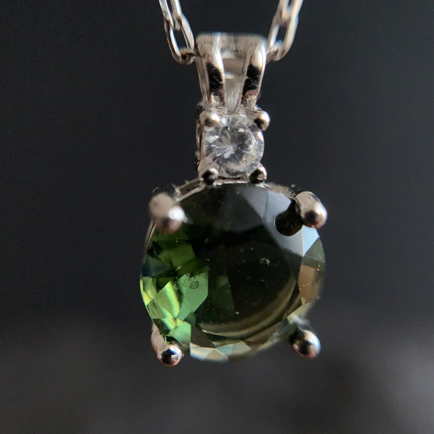 8 mm stone real MOLDAVITE Pendant Sterling Silver Moldavite jewelry from Czech Republic genuine moldavite pendant necklace with certificate