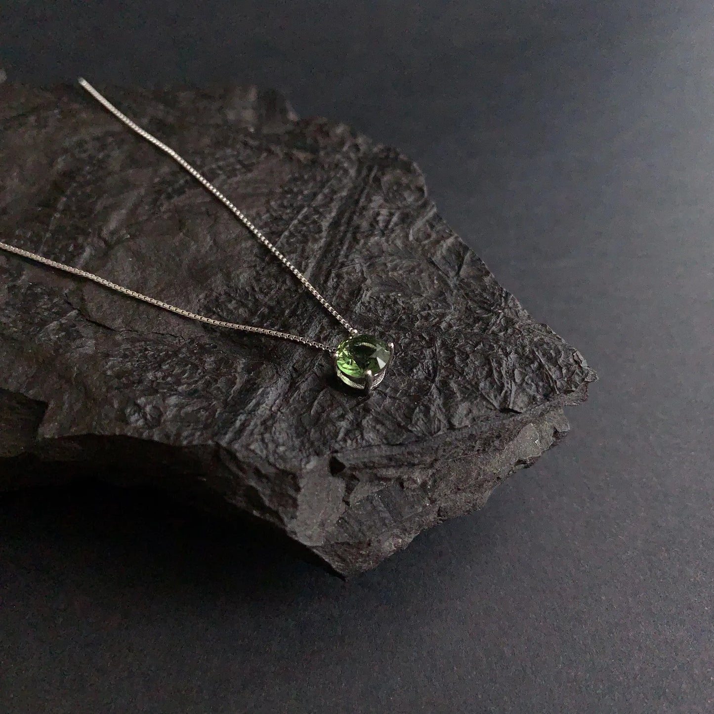 6mm stone MOLDAVITE Pendant Sterling Silver real Moldavite jewelry- CZECH moldavite necklace Genuine moldavite necklaces Authentic moldavite