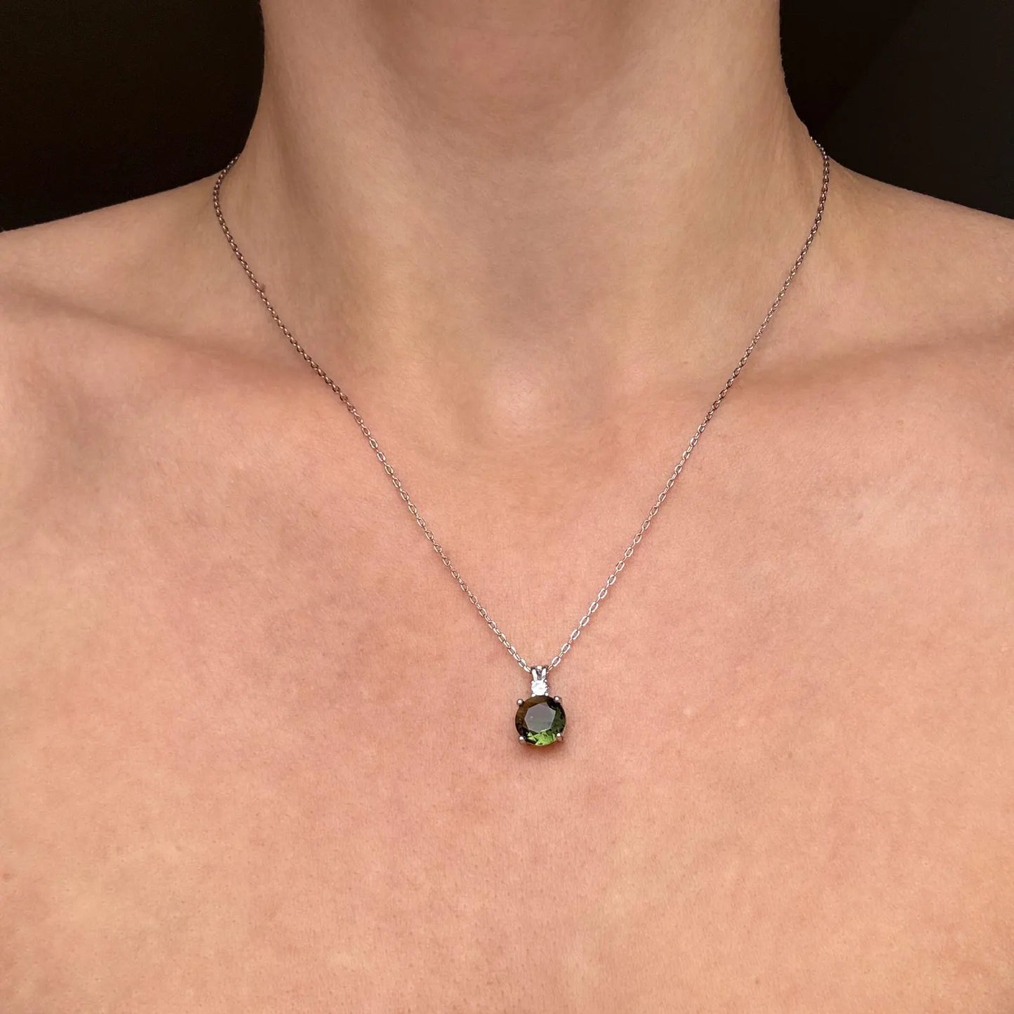 8 mm stone real MOLDAVITE Pendant Sterling Silver Moldavite jewelry from Czech Republic genuine moldavite pendant necklace with certificate