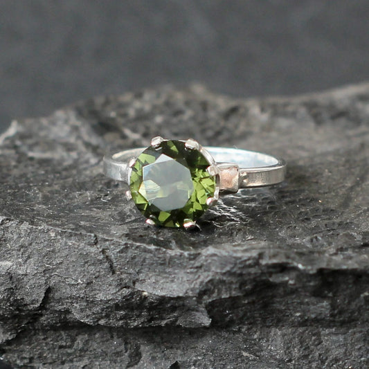 9mm real MOLDAVITE ring faceted Moldavite jewelry, genuine moldavite ring with certificate, Moldavite wedding ring Moldavite engagement ring9