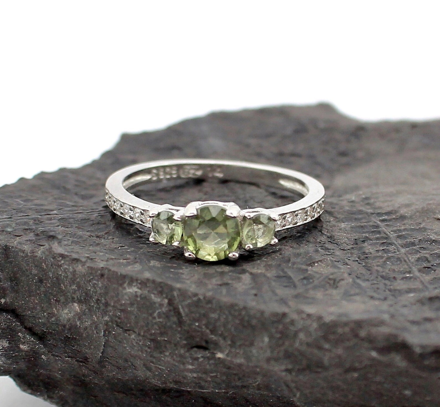 Genuine MOLDAVITE ring 5mm stone, Sterling Silver Moldavite jewelry with certification, real moldavite ring authentic moldavite jewellery