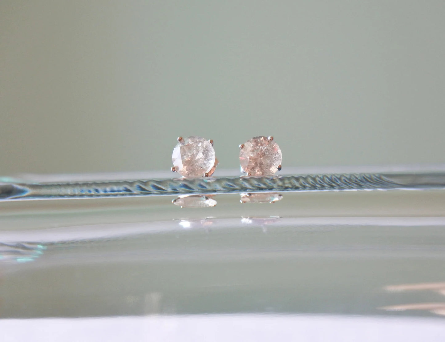 4mm, 5mm, 6mm Libyan Desert Glass Faceted Stud Earrings Sterling Silver jewelry tektite Libyan Glass, genuine Impact Glass gemstone earrings