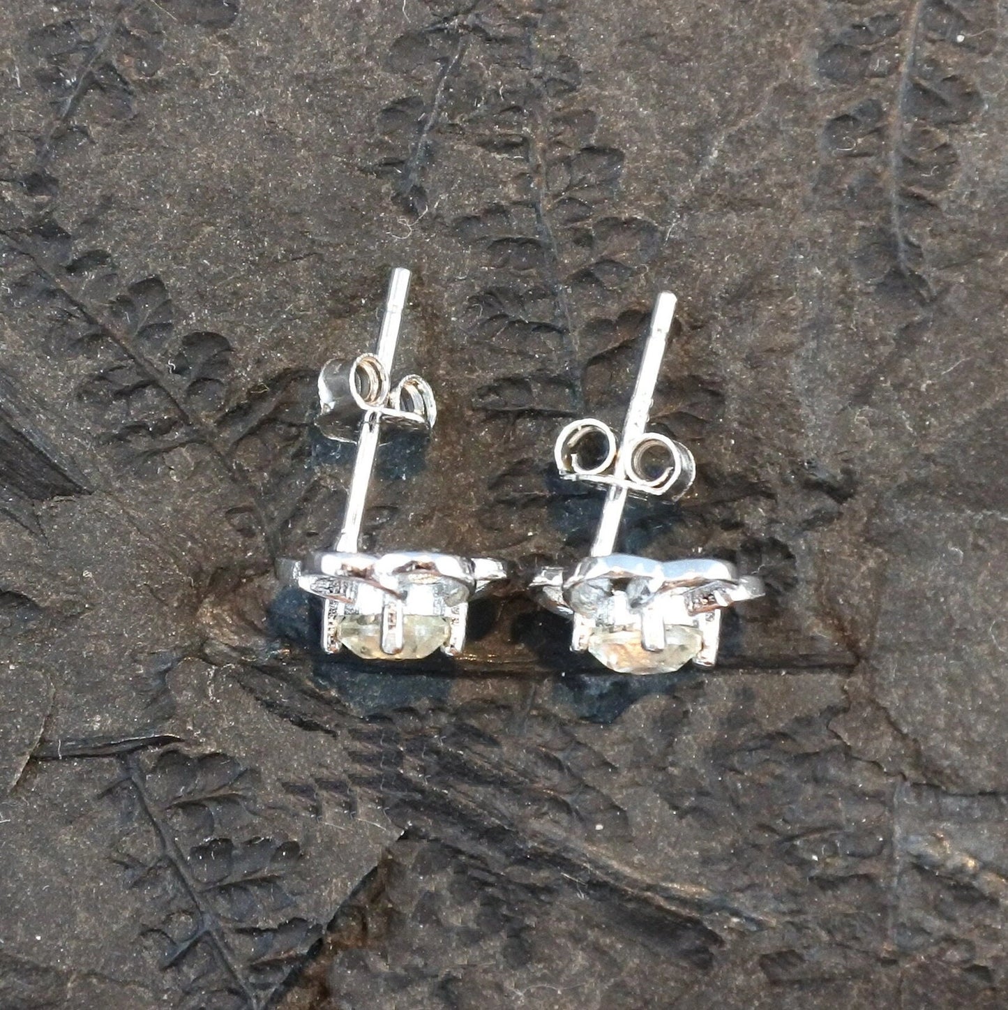 4 mm Libyan Desert Glass Stud Earrings Sterling Silver jewelry tektite Libyan Glass, genuine Impact Glass gemstone earrings gift