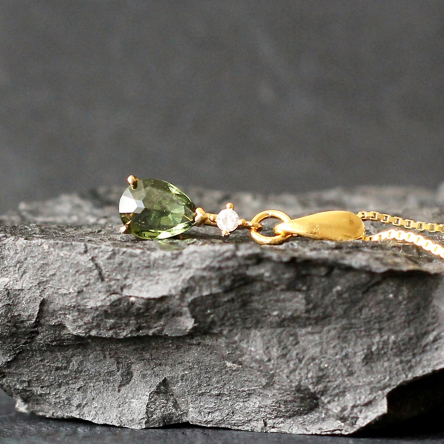 6.5х8.5 mm stone CZECH MOLDAVITE Pendant Silver Gold Plated Moldavite jewelry- Authentic moldavite necklace real moldavite crystal necklace gift