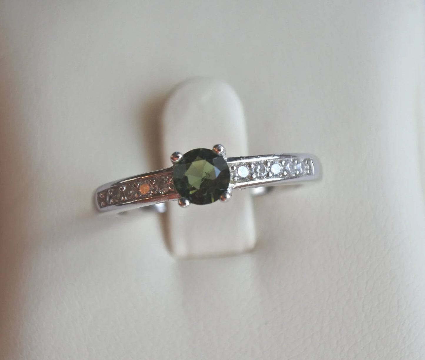 CZECH MOLDAVITE ring 5mm stone, Sterling Silver Moldavite jewelry with certification, real moldavite ring authentic moldavite jewellery
