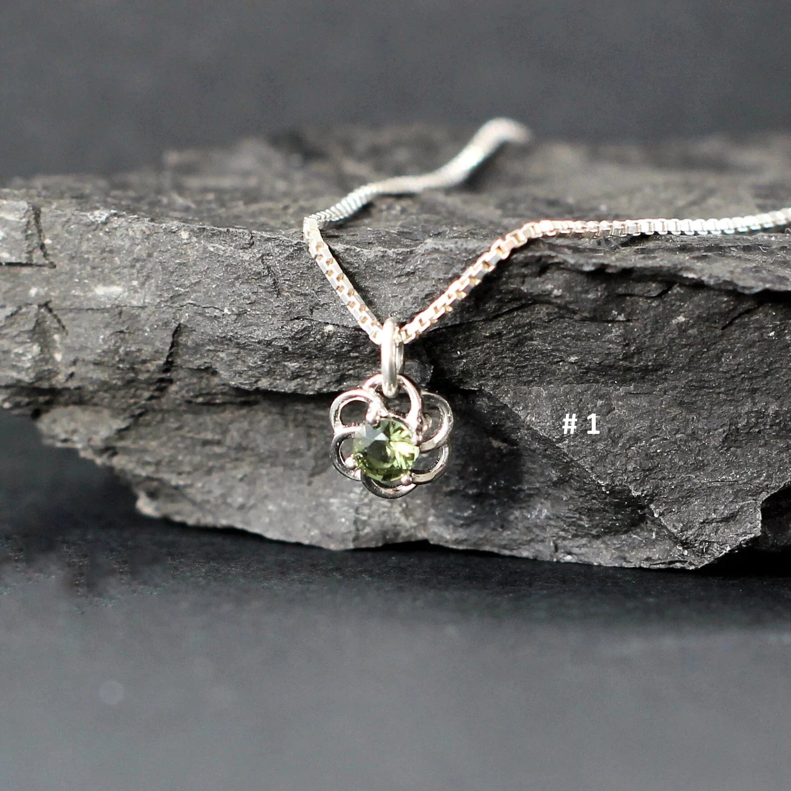 4mm stone real MOLDAVITE Pendant Sterling Silver Moldavite jewelry